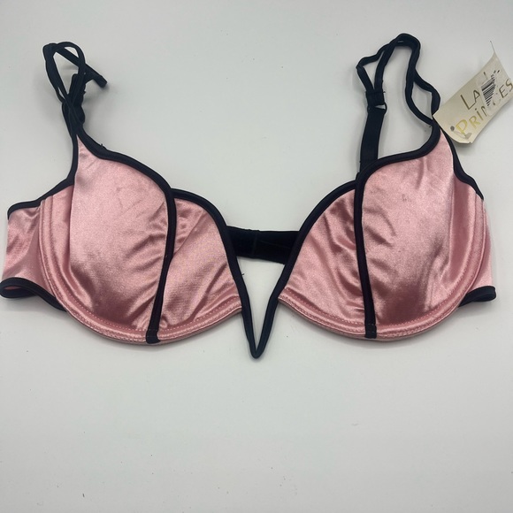 Pink Satin Bra Women’s Size 36B Black Trim Lingerie NWT - Picture 1 of 4